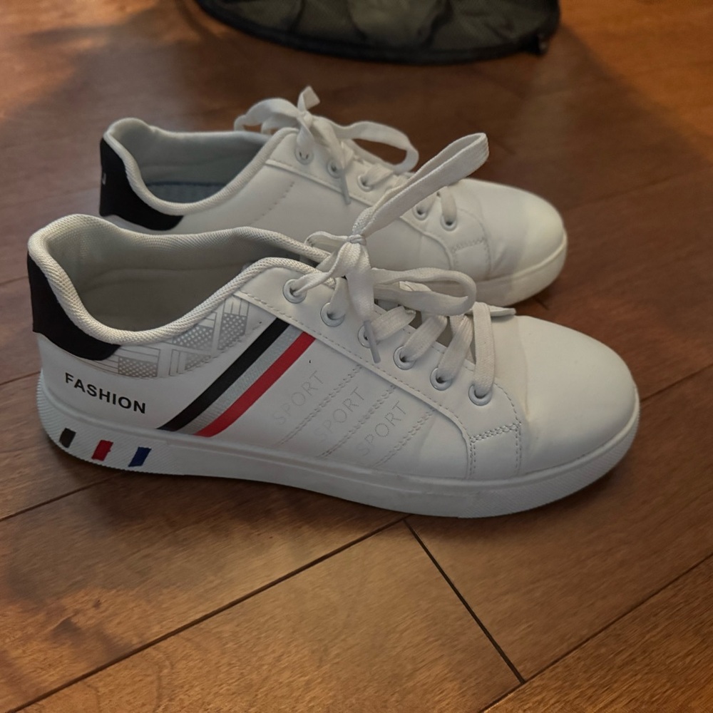 White Fashion Sneakers with Stripes